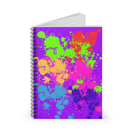 Neon Paint Splatter Spiral Notebook For School And Notes Ruled Journal With Colorful Cover - One OF One CreaXtions
