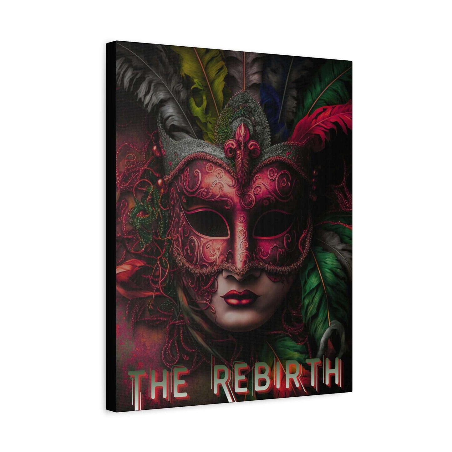 Venetian Mask Canvas Art — "The Rebirth" Gothic Masquerade Wall Decor