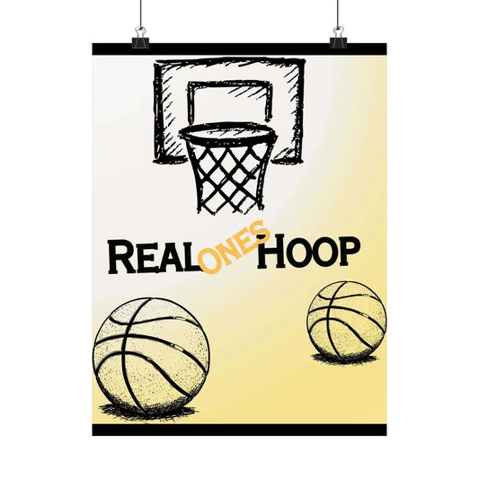 Basketball Hoop Wall Art Real Ones Hoop Vertical Poster Hand Sketched With Cinematic Gradient And Matte Finish - One OF One CreaXtions