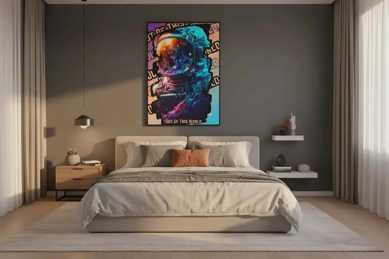 Astronaut Canvas Print Matte Stretched Wall Art Neon Space Art for Modern Gallery Decor - One OF One CreaXtions