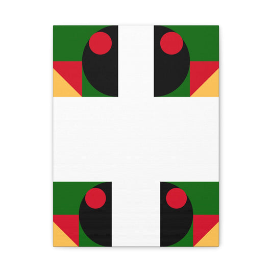 Modern geometric canvas wall art featuring bold colors and shapes for a striking addition to any room.
