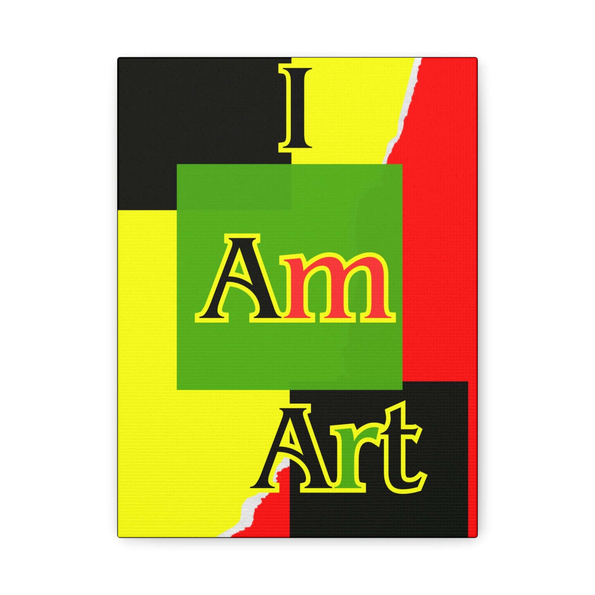 Inspirational canvas wall art featuring colorful abstract design with the text 'I Am Art'.