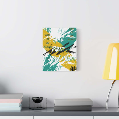 Modern abstract brushstroke canvas print with bold typography