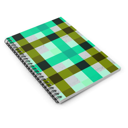 Turquoise Plaid Spiral Notebook — Ruled Journal for School & Notes, featuring a modern plaid design.