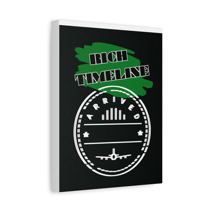 Rich Timeline Canvas Art featuring modern design and arrived theme on a sleek black background.