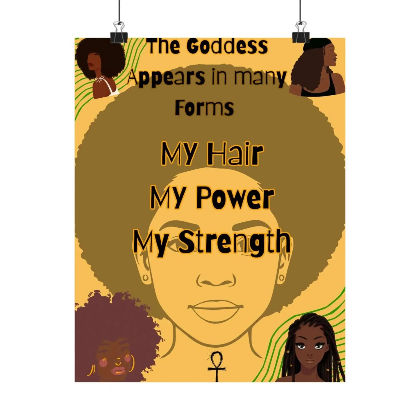 Afrocentric Wall Art Matte Vertical Poster Black Women Empowerment My Hair My Power My Strength Ochre Tones - One OF One CreaXtions