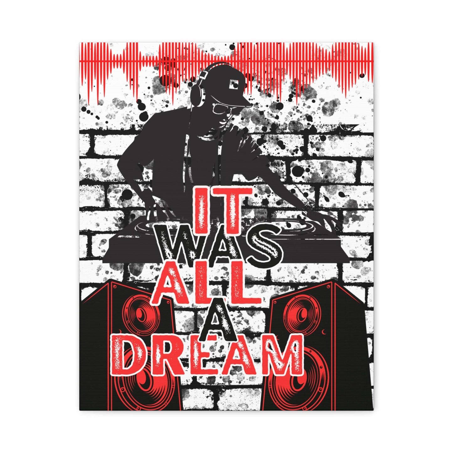 Urban DJ wall art poster featuring turntable and inspirational quote