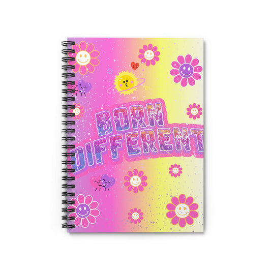 Born Different Spiral Notebook — Cute Retro Flower Journal for Teens & Kids