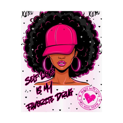 Afro Chic Self Love Poster Pink Hat Bold Celebration Of Individuality And Confidence In 8x10 Vertical Wall Art - One OF One CreaXtions