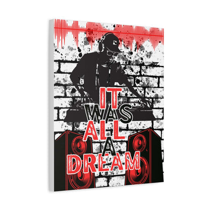 DJ Turntable Wall Art Canvas — "It Was All A" Urban Music Graffiti Print