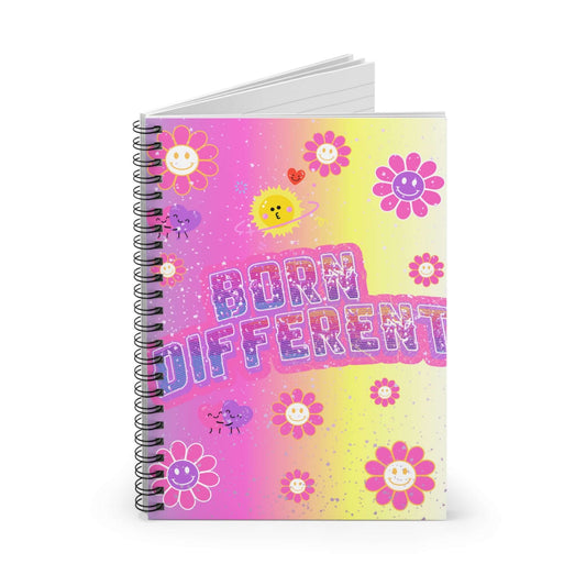 Born Different Spiral Notebook — Cute Retro Flower Journal for Teens & Kids