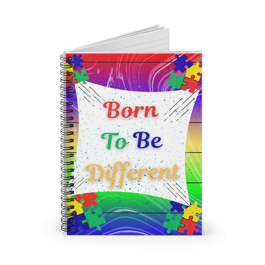 Born to Be Different Spiral Notebook — Rainbow Puzzle Piece Autism Awareness Journal