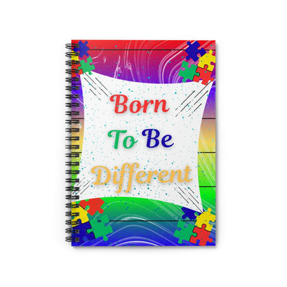 Born to Be Different Spiral Notebook — Rainbow Puzzle Piece Autism Awareness Journal