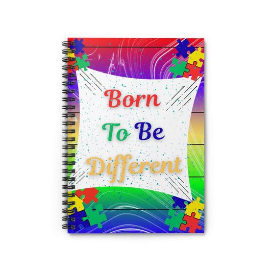 Born to Be Different Spiral Notebook — Rainbow Puzzle Piece Autism Awareness Journal