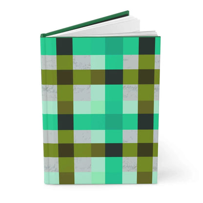 Green Plaid Hardcover Journal Mint And Olive Check Notebook For Writing Lists Reflections And Sketches Desk Companion - One OF One CreaXtions