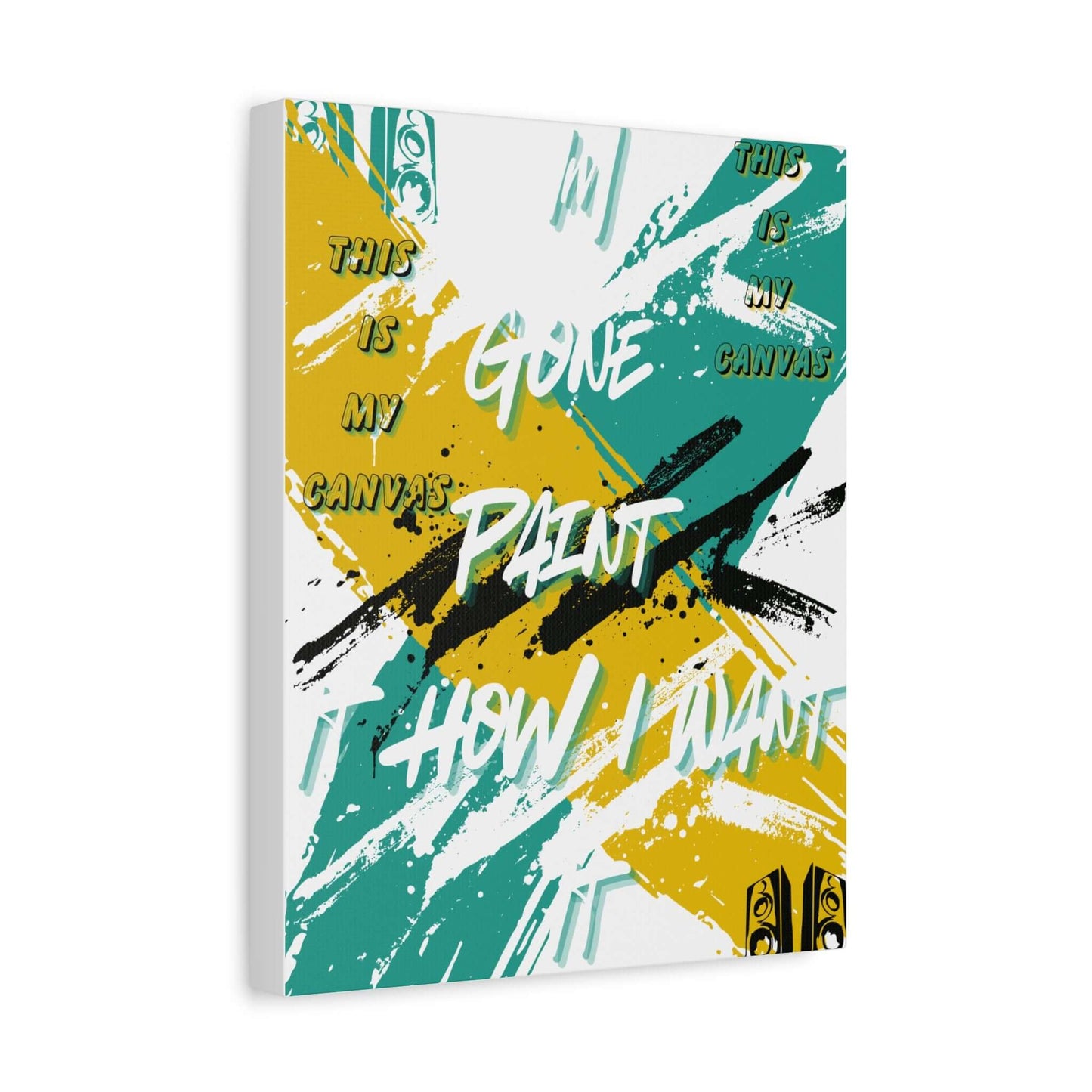 Abstract Brushstroke Canvas Wall Art featuring vibrant colors and text quotes on a textured background.