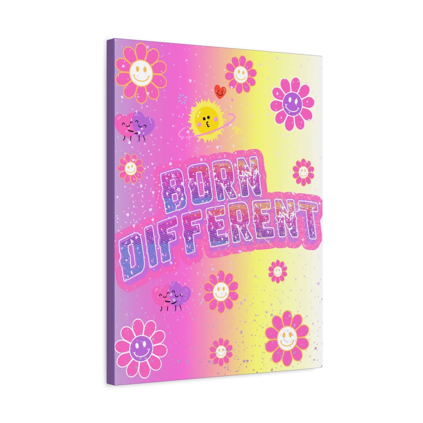 Born Different Canvas Print — Colorful Retro Flower Wall Art