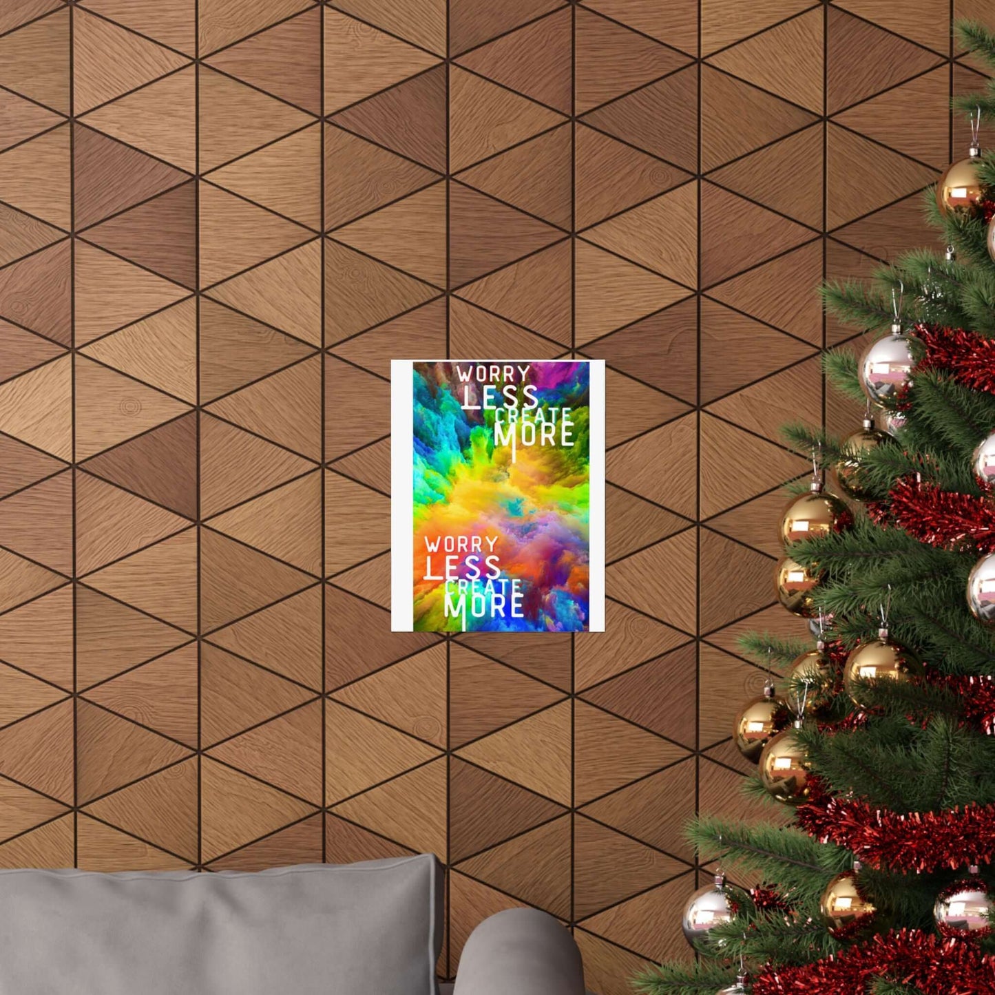 Motivational Matte Poster — "Worry Less, Create More" Colorful Vertical Art