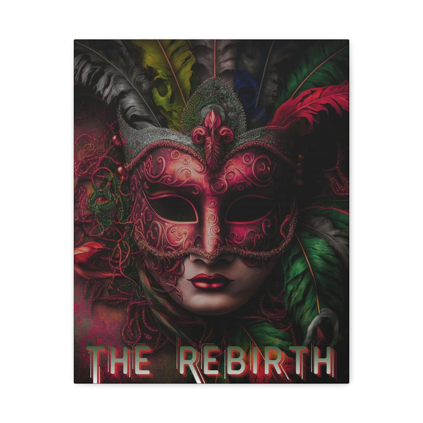 Venetian Mask Canvas Art — "The Rebirth" Gothic Masquerade Wall Decor