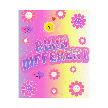 Born Different Poster — Colorful Retro Smile Flower Matte Wall Art