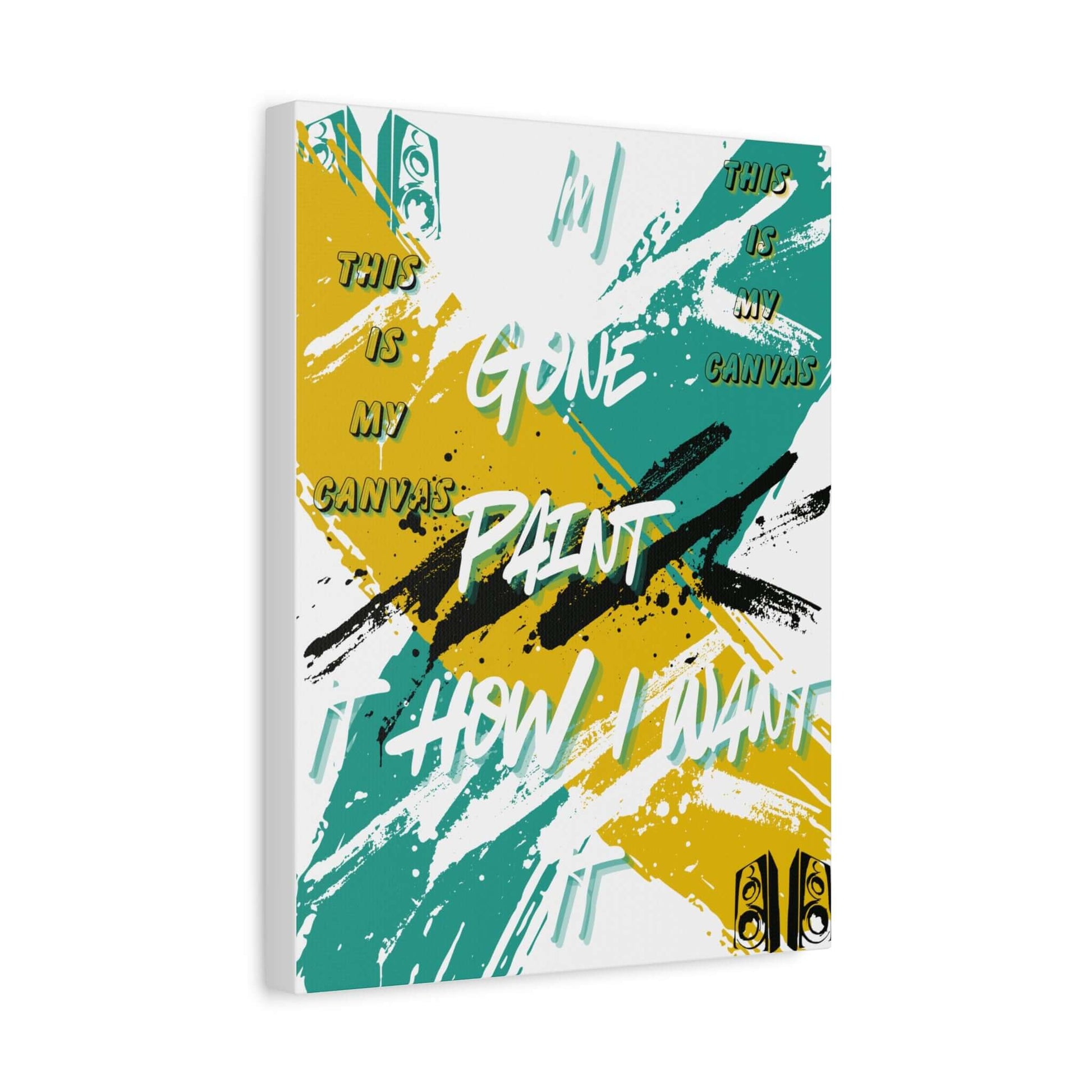 Modern abstract brushstroke canvas print with bold typography