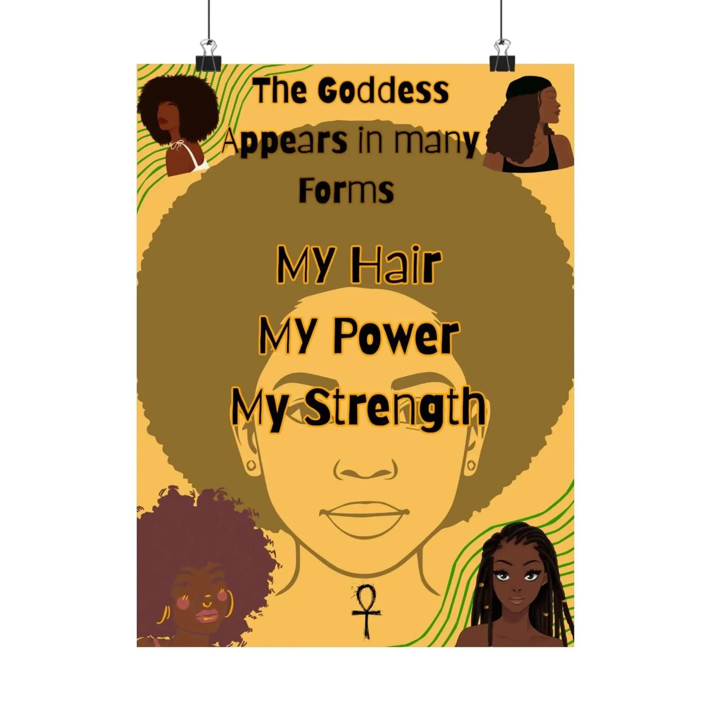 Afrocentric Wall Art Matte Vertical Poster Black Women Empowerment My Hair My Power My Strength Ochre Tones - One OF One CreaXtions