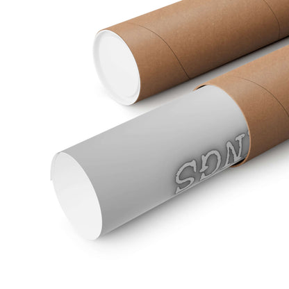 Motivational matte poster rolled inside a cardboard tube, showcasing its packaging for safe delivery.