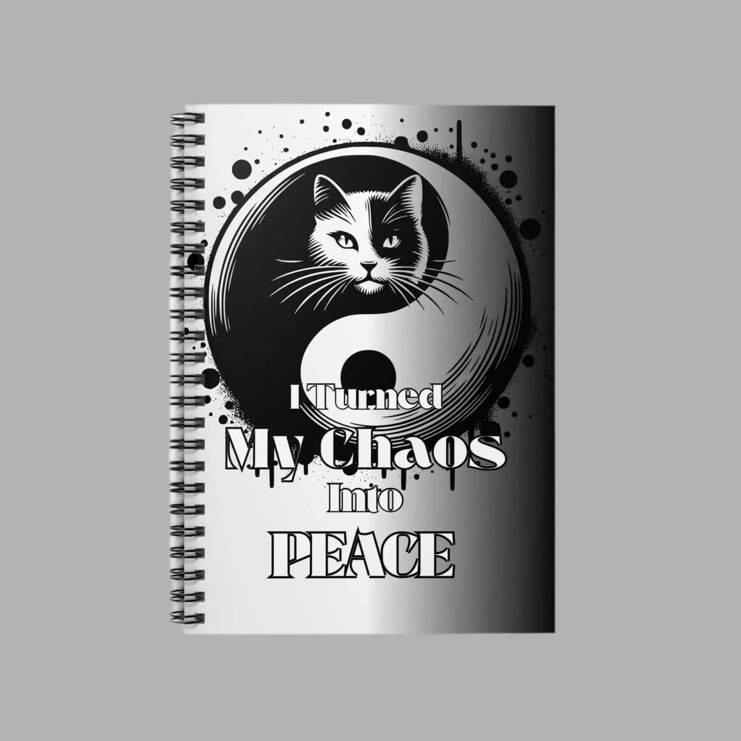 Yin Yang Cat Spiral Notebook Turned My Chaos Into Peace For Notes Sketches Students Artists - One OF One CreaXtions