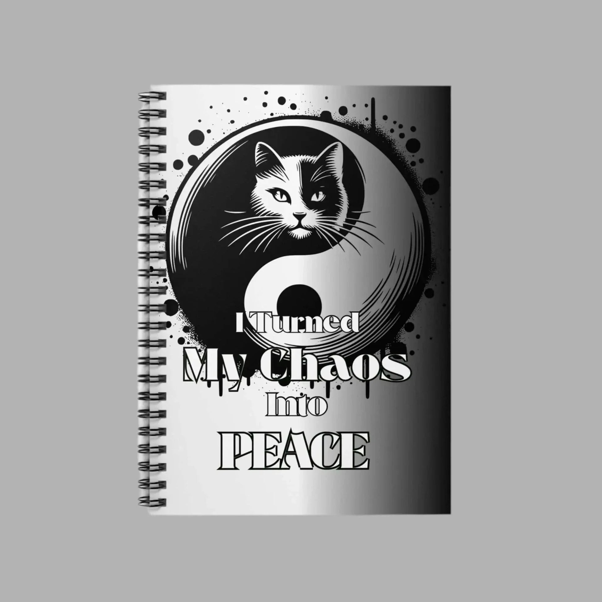 Yin Yang Cat Spiral Notebook Turned My Chaos Into Peace For Notes Sketches Students Artists - One OF One CreaXtions