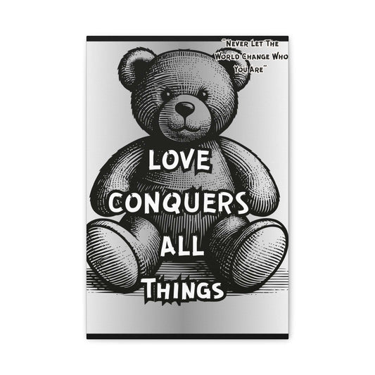 Love Conquers All Teddy Bear Canvas — Matte Stretched Wall Art