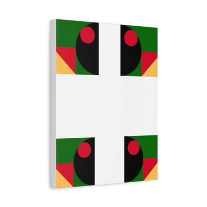 Modern geometric canvas wall art featuring bold colors and shapes for a stylish home accent.