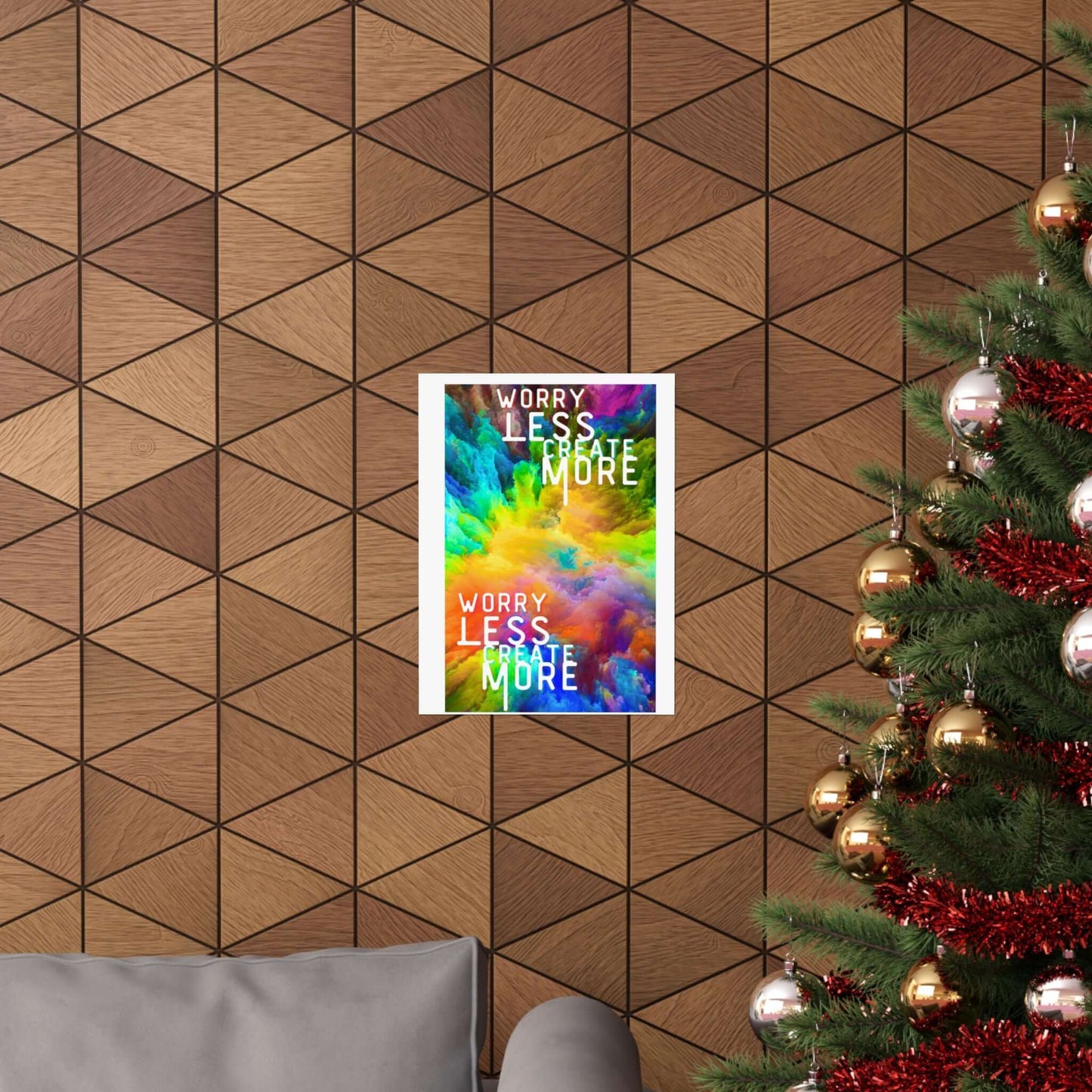 Motivational Matte Poster — "Worry Less, Create More" Colorful Vertical Art
