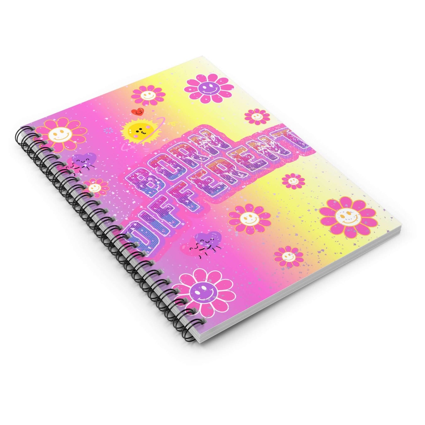 Born Different Spiral Notebook — Cute Retro Flower Journal for Teens & Kids