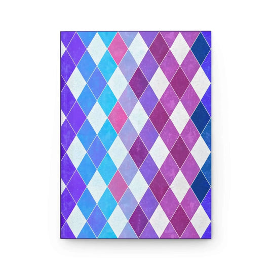 Argyle Pattern Hardcover Journal Purple And Blue Geometric Notebook For Notes And Sketches Daily - One OF One CreaXtions