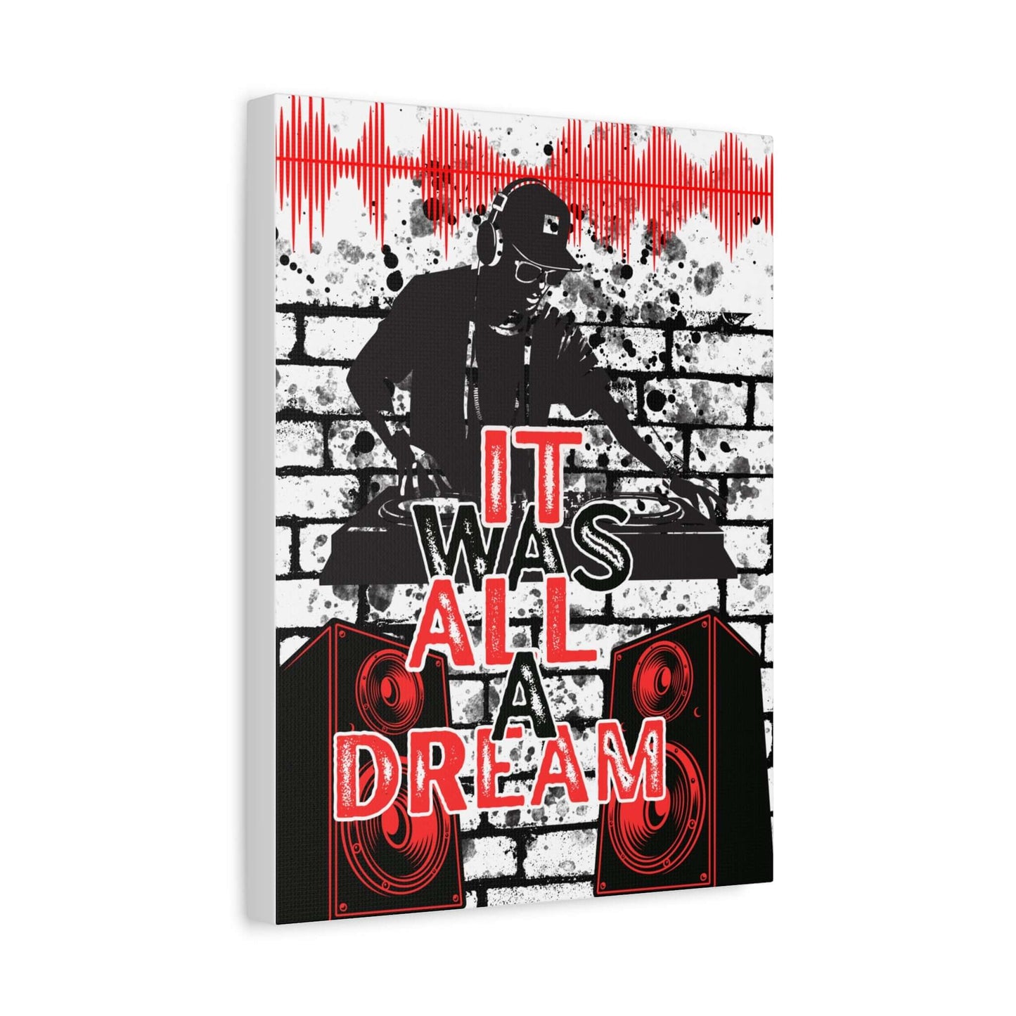 DJ turntable poster with “It Was All a Dream” urban music wall art