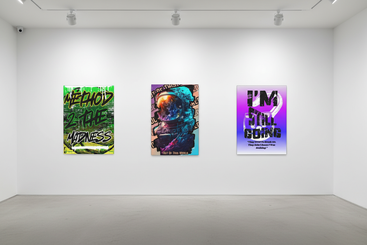 Frameless Canvas Gallery Wall Mockup